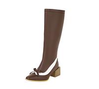 KQIVAM Chaussons Bottes Femme Hiver Bottines De Cow-Boy Mi-Mollet Pour Femmes Avec Talon Large Bas, Bottes Mollets Larges Extensible Style Moto, Bout Rond Classique, Fermeture Éclair Latérale