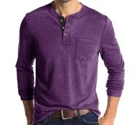 KQIVAM Chemise Henley T-Shirt à Manches Longues Bouton Col Tunisien Slim Fit Coton Haut pour Homme Coupe Ajustée Tee Shirt Haut en Tissu Nid d’Abeille Casual Travail Sport Doux Ample Sweat-Shirt