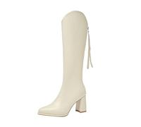 KQIVAM Cowboy Western Bottes pour Femme Bottes Mollets Larges Femme Vintage Élégant Confortable Chaussures Bottines à Plateforme Style rétro Bottines Décontractées à la Mode Classique Boots