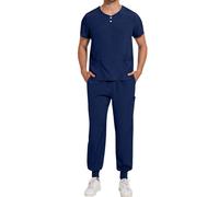 KQIVAM Ensemble Homme Tenue Infirmiere Professionnelle Blouse Medicale Col en V Haut et Pantalon Tenue Aide Soignante Unisexe Vêtements Médicals Couleur Unie Uniforme Medical Pas Cher