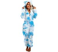 KQIVAM Fluffy Onesies Femmes Polaire Pyjamas à Capuche Onesie Laine Pyjamas Hiver Chaud en Peluche à Capuche Flanelle Une Pièce Combinaison Combishort Vêtements De Nuit Loungewear Grande Taille