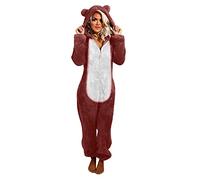 KQIVAM Fluffy Onesies Femmes Polaire Pyjamas à Capuche Onesie Laine Pyjamas Hiver Chaud en Peluche à Capuche Flanelle Une Pièce Combinaison Combishort Vêtements De Nuit Loungewear Grande Taille
