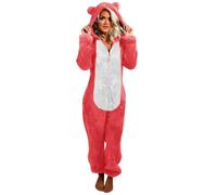 KQIVAM Fluffy Onesies Femmes Polaire Pyjamas à Capuche Onesie Laine Pyjamas Hiver Chaud en Peluche à Capuche Flanelle Une Pièce Combinaison Combishort Vêtements De Nuit Loungewear Grande Taille