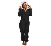 KQIVAM Fluffy Onesies Femmes Polaire Pyjamas à Capuche Onesie Laine Pyjamas Hiver Chaud en Peluche à Capuche Flanelle Une Pièce Combinaison Combishort Vêtements De Nuit Loungewear Grande Taille