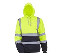 KQIVAM Gilet Homme Réfléchissant Haute Visibilité avec Rayures Veste de Travail sur Route pour Homme avec Capuche Manteau de Sécurité à Manches Longues Manteau de Visibilité Taille Unique