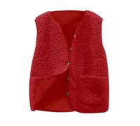 KQIVAM Gilet Sans Manches Femme En Polaire Avec Boutons Veste Polaire Femme Grande Taille Avec Poche Léger Et Décontracté Mode Sherpa Waistcoat Gilet En Molleton Femmes Chaud Manteau Automne Hiver