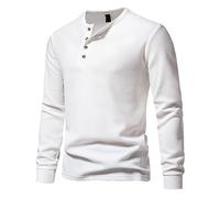 KQIVAM Henley T-Shirt Homme Bouton Col Tunisien Slim Fit Haut Henley Tissu Nid d’Abeille à Manches Longues Tee Shirt Coupe Ajustée Sweat Homme pour Les Activités de Plein Air décontracté