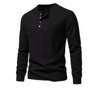 KQIVAM Henley T-Shirt Homme Bouton Col Tunisien Slim Fit Haut Henley Tissu Nid d’Abeille à Manches Longues Tee Shirt Coupe Ajustée Sweat Homme pour Les Activités de Plein Air décontracté