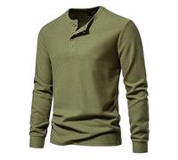 KQIVAM Henley T-Shirt Homme Bouton Col Tunisien Slim Fit Haut Henley Tissu Nid d’Abeille à Manches Longues Tee Shirt Coupe Ajustée Sweat Homme pour Les Activités de Plein Air décontracté