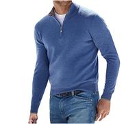 KQIVAM Pull Basique zippé en Cachemire pour Homme, Polo Classique, Pull col v pour Homme, Pull Homme Manches Longues, Toucher Doux, Quart de Zip
