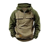 KQIVAM Pull Homme 1/4 Zip Veste Polaire Cargo Sweat Manches Longues Multi-Poches Sweat à Capuche Vintage Rétro Pulls Automne Hiver Hoodie Pull de Travail Tricot Chasse Veste mi Saision Loisirs