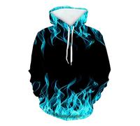 KQIVAM Sweat à Capuche 3D Unisexe, Feu Flamme Imprimé Hoodie Manches Longues Homme Femme Sweat Capuche avec Poches Adulte Casual Sport Automne Hiver Tops Pullover Sweatshirts Homme S-3XL