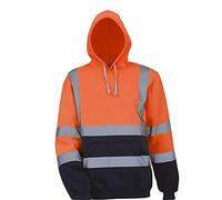 KQIVAM Sweat à Capuche Homme entièrement doublée en Polaire Haute visibilité Hoodie Sweat Homme Capuche avec Poche Kangourou Haute Visibilité Blouson de Travail Hiver Veste en Polaire Réfléchissante
