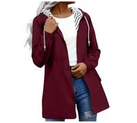 KQIVAM Trench Coat Femme Imperméable Softshell Pliable Randonnée Capuche Coupe Vent Imperméable Pluie Sport Respirante avec Poches Ciré Vetement Legere Veste De Randonnée Femme Légère Et Pliable