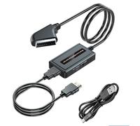 KQLHLHDYZ Convertisseur péritel vers HDMI, adaptateur HDMI Scar-t avec câbles HDMI et S-cart, convertisseur de sortie mâle Scar-t In HDMI prend en charge le commutateur de sortie Full HD 720p/1080p