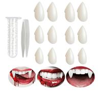 KQLHLHDYZ Crocs de Vampire, Dents de Vampire, 6 Paires Dents Prothèses Dentaires Costume d'halloween Accessoires de fête avec Adhésif à Pastilles de Dents pour Cosplay Halloween Party (13/15/17mm)