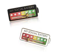 KQOZG 2 PCS Broches Émaillées Amusantes, Badge Social Battery avec Curseur, Accessoire Original pour Exprimer Vos Émotions (pour 7 Jours de la Semaine)