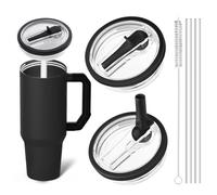 KQOZG Lot de 2 couvercles de remplacement pour Stanley Cup avec 2 pailles et 1 brosse de nettoyage, réutilisables, étanches et anti-poussière (40 oz)
