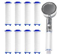 KQOZG Pommeau de Douche, 8 pièces, Filtre universel pour eau propre, Noyau en coton, Filtre anti-calcaire en coton PP épaissi, Amovible, douche anti calcaire (95mm x 24mm) (Bleu)