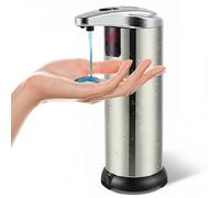 Kqpoinw Distributeur de Savon Automatique, 260ml Acier Inoxydable Distributeur de Savon, Étanche IPX5, Distributeur Savon Liquide à Piles avec 3 Vitesses Réglables pour Cuisine, Salle de Bain