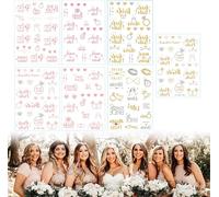 Kqrzg 7 Pièces Tatouages Temporaires Adhésifs Pour Mariage, Fête De Célibataire, Ephémères Étanches, Faux Autocollants, La Team, Décoration Enterrement De Vie De Jeune Fille, Cadeau (Or, Argent)