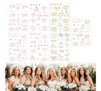KQRZG 7 pièces Tatouages Temporaires adhésifs pour mariage, fête de célibataire, Ephémères étanches, Faux Autocollants, La Team, Décoration Enterrement de Vie de Jeune Fille, Cadeau (Or, Argent)