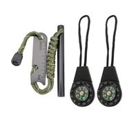 KQRZG Pierre à Feu, Barre Magnésium, Allume-feu de Camping en Acier et Silex, Firesteel et Briquet, 8 x 80 mm Ferro Rod, Paracord extra fort, Livré avec deux petites boussoles