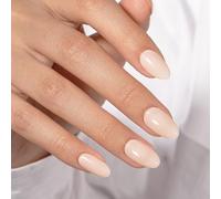 KQueenest Lot de 24 faux ongles courts à coller, en gel souple, couleur nude, couleur unie, avec colle, brillants French manucure amande, pour femmes et filles