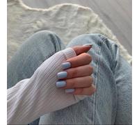 KQueenest Lot de 24 faux ongles press on nails courts carrés à coller, en acrylique, couleur naturelle, couleur unie, à coller, en gel brillant, pour femme