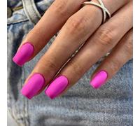 KQueenest Lot de 24 faux ongles press on nails, mats, en forme d'amande, carrés, cercueil, à coller, en gel, gelée, mat, en acrylique, couleur unie, pour femme