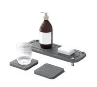 Kquepo Organisateur de Cuisine pour Évier à Séchage Instantané, Plateau D'Évier en Pierre sous Terre de Diatomées Absorbant Le Porte-Éponge Durable et Facile à Utiliser
