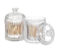 Kquepo Organisateur de Rangement de Maquillage 2pcs Verre Jars Mignons avec Couvercle Board Bathroom Canister for Cotton Skabs, Balls (Clear)