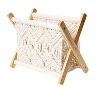 Kquepo Porte-Revues Boho en Corde Tissé, Rangement à Magazines en Tissu de Corde, Durable, Facile à Installer et à Utiliser