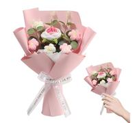 KQWVZ Bouquet de fleurs au crochet - Rose tricotée à la main - Kit de fleurs au crochet avec lumières LED - Pour la fête des mères, un anniversaire, la Saint-Valentin, un mariage, une remise de
