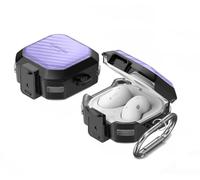 KQXG Coque pour Samsung Galaxy Buds Live/Buds FE/Buds 2 / Buds Pro/Buds 2 Pro - Semi-Transparent, Aspect de Fibre de Carbone, PC Dur et Silicone, Crochet Métallique, Sécurité Renforcée-St Violet