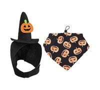 Kqy343 Ensemble bandana d'Halloween pour chien avec motif citrouille - Accessoire de costume mignon pour chiens de petite, moyenne et grande taille - Tenue de vacances festive - Kqy343 (A, S)