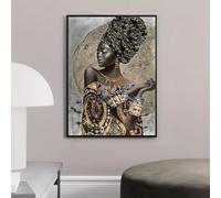 KQZVCU Femme noire africaine fille africaine toile mur Art Graffiti Art peinture décorative photo maison salon décor 50x70 cm sans cadre