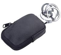 KR21-77/DG Porte-clés avec Pochette pour la Monnaie, Le Masque, etc. Revêtement antibactérien et tuant 99,9% des bactéries de Surface avec Fermeture éclair et 3 Porte-clés en Similicuir Noir
