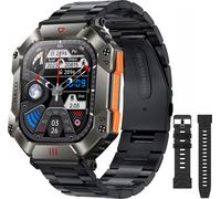 KR80 Smartwatch 2,0 pouces avec écran en verre CTC, BT 5.1 | IP67 étanche | Surveillance de la santé | Modes sportifs multiples | Rappel intelligent, bracelet en acier, noir