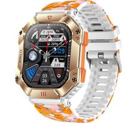 KR80 Smartwatch 2,0 pouces avec écran en verre CTC, BT 5.1 | IP67 étanche | Surveillance de la santé | Modes sportifs multiples | Rappel intelligent, bracelet en silicone, camouflage-blanc