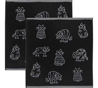 Kracht Lot de 2 torchons en coton éponge de qualité supérieure, 50 x 50 cm, chats, classiques, solides, super absorbants