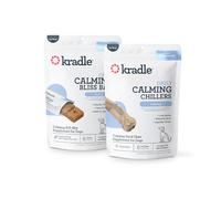 Kradle Ensemble apaisant pour chiens - Barres Bliss (6) + refroidisseurs (6) - Saveurs de beurre d'arachide et de poulet - Ashwaganda GABA L-théanine - Favorise un comportement calme
