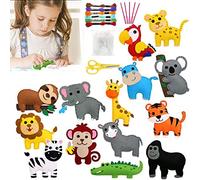 Kraeoke Lot de 14 kits de couture DIY Kit de bricolage Artisanat d'animaux pour enfants avec ciseaux de couture