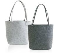 Kraeoke Lot de 2 sacs en feutre - Grande capacité - Pour les courses, les voyages, le travail, gris clair et gris foncé