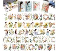 Kraeoke Lot de 4 rouleaux de ruban adhésif Washi PET Washi - Vintage - Autocollants multicolores - Album photo pour bullet journal, bricolage et paquet cadeau