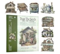 Kraeoke Lot de 50 feuilles d'autocollants pour scrapbooking - Paysage - Autocollants de bâtiment - Washi - Accessoires pour album photo - Bullet Journal - Scrapbooking (bâtiment)