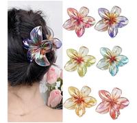 Kraeoke Plumeria Lot de 6 barrettes à cheveux, en forme de fleurs hawaïennes, antidérapantes, pour tous les cheveux longs et courts (A)