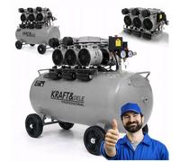 Kraft Dele Compresseur Insonorisée Sans Huile 100L 3x1500W 230V 8 bar