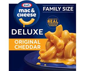 Kraft Deluxe Original Cheddar Macaroni au fromage et macaroni au fromage Format familial Boîte de 680 g