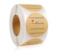 Kraft Handmade with Love Stickers,Rouleau d'étiquettes Baking Sticker,Self-Adhesive Label pour cadeaux,Stickers Etiquettes pour Mariage Cadeau,Rouleaux d'autocollants faits mai (C)